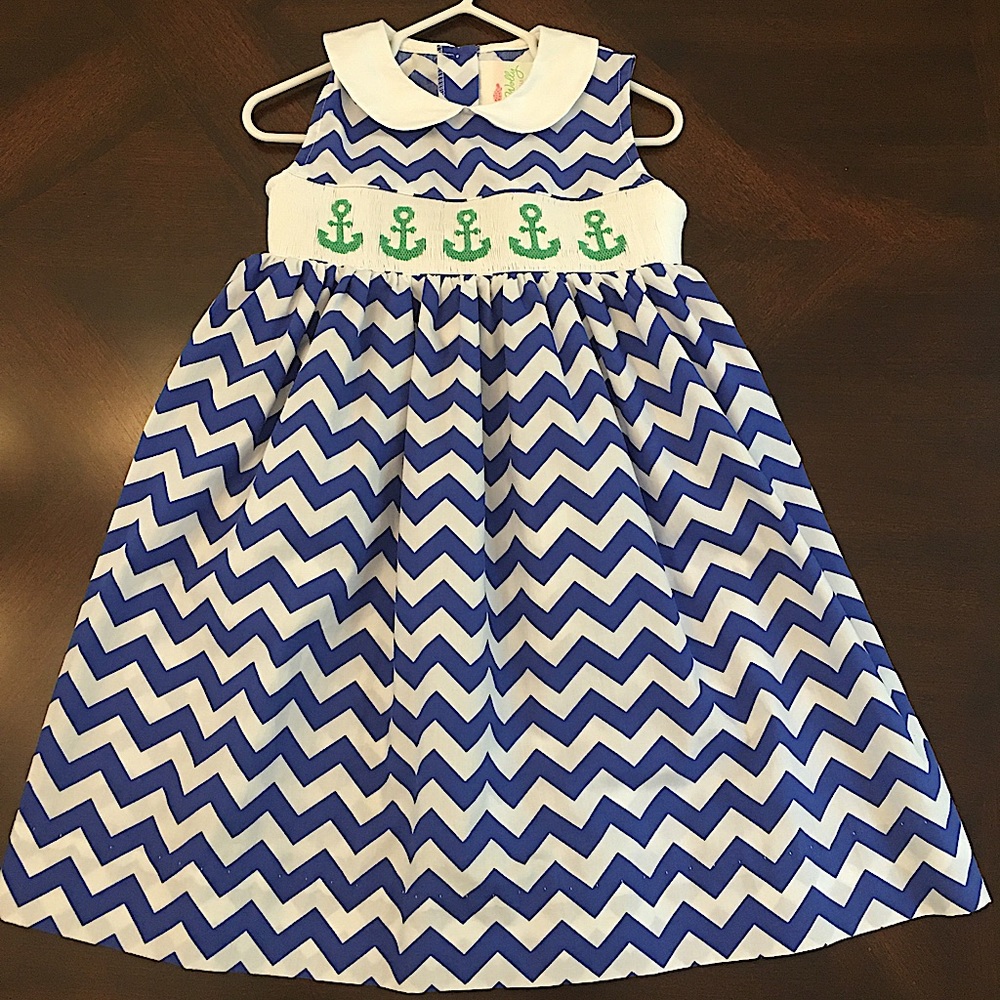 NEW LollyWolly Doodle Hand Smocked Anchor Dress